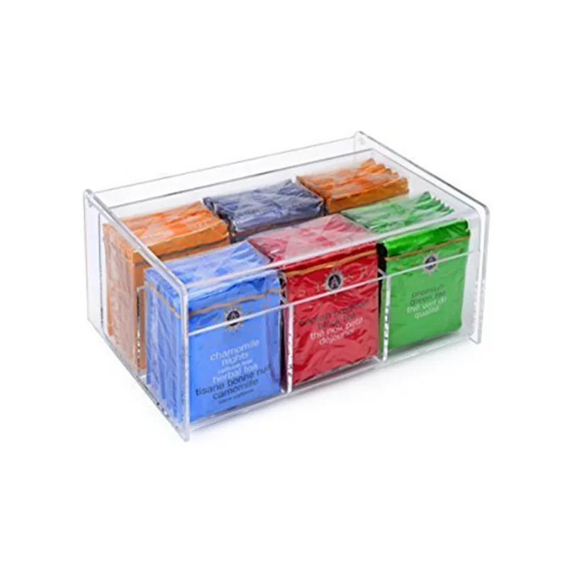 Clear Sugar Tea Bag Storage Box Custom Acrylic Tea Bag Dispenser
