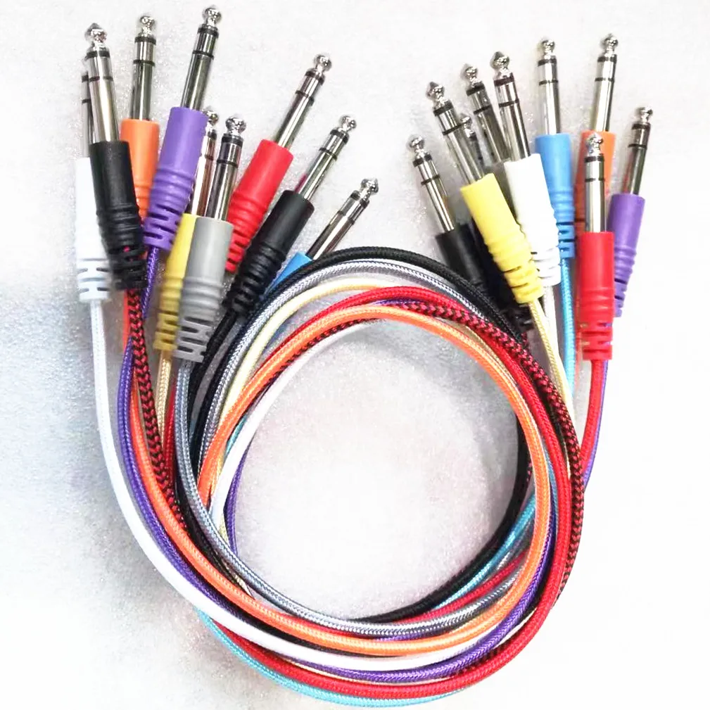 Colorful nylon braided 6.35mm(1/4) TRS to 6.35mm(1/4) TRS Stereo Audio Cable  Male to Male Guitar Cable