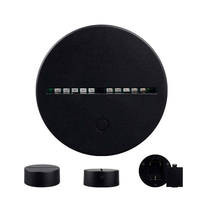 LED Lamp Bases for 3D Led Night Light ABS Acrylic Black Touch Base with USB Cable and Remote