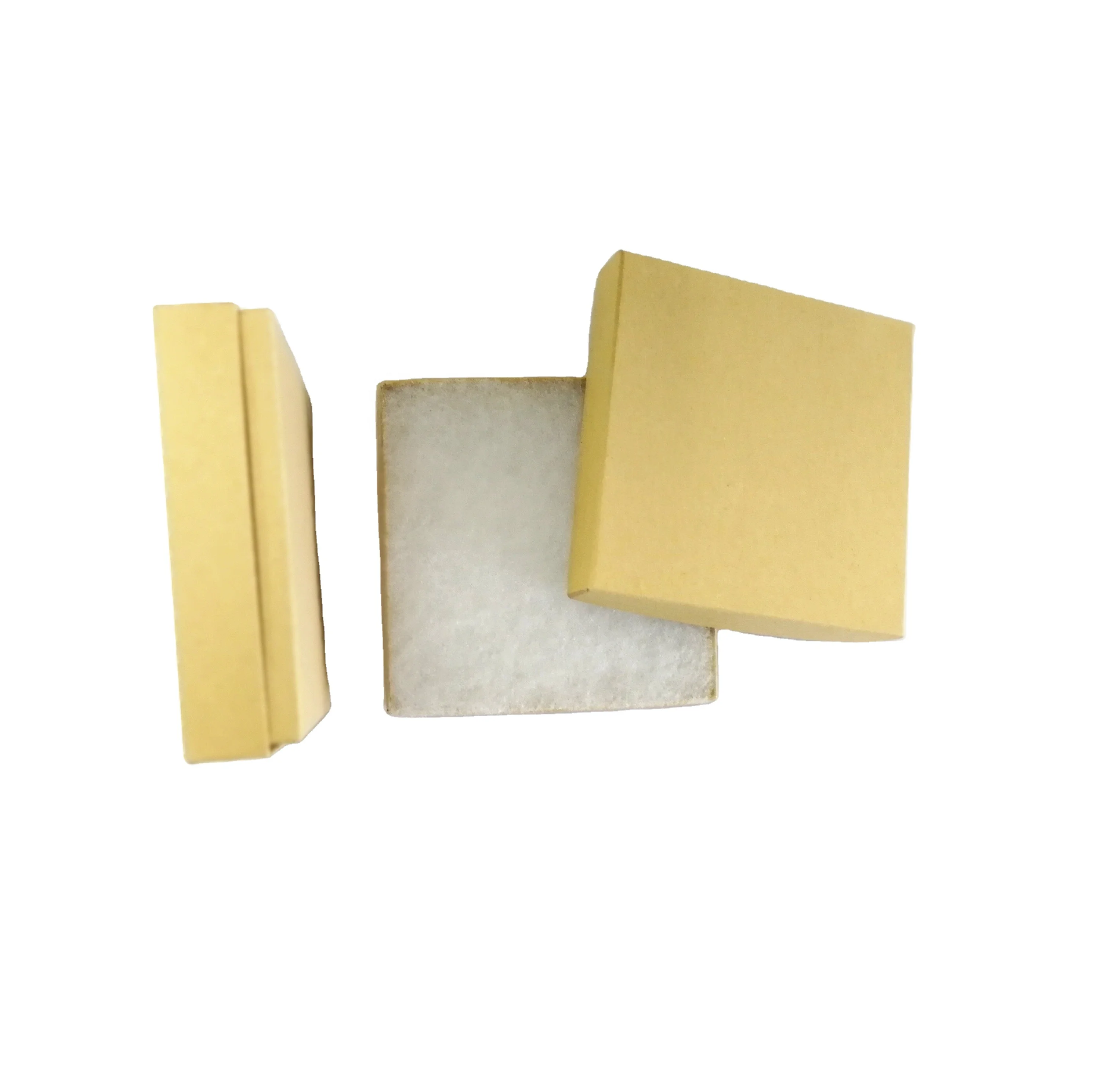 Z33K 3.5x3.5x1 Kraft Cotton Filled Boxes Paper Jewelry Boxes  Wholesale Cardboard Gift Boxes for Rings and Jewelry