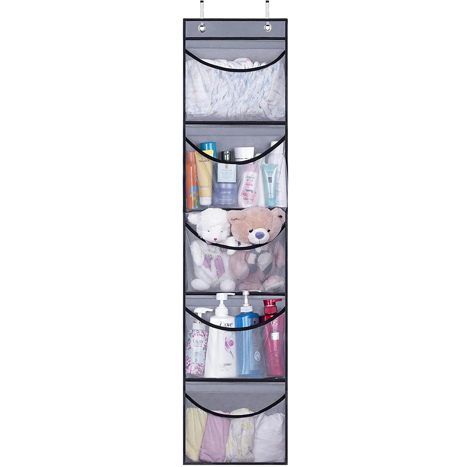 Over the Door Organizer Storage for Closet with 5 Pockets Organizer for Bedroom Bathroom