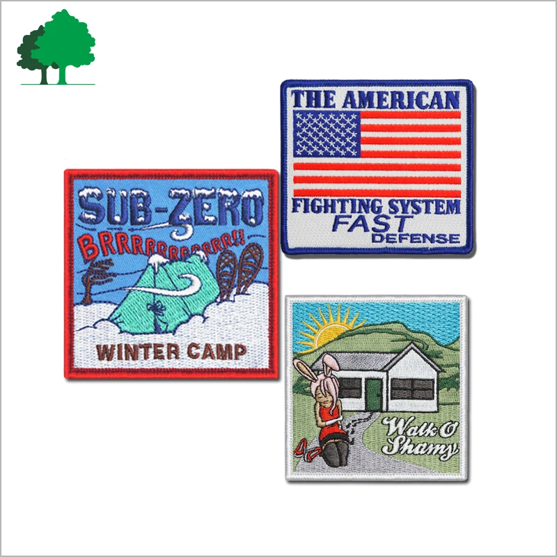 Direct factory sale custom high quality cheap textile patch with hook and loop backing