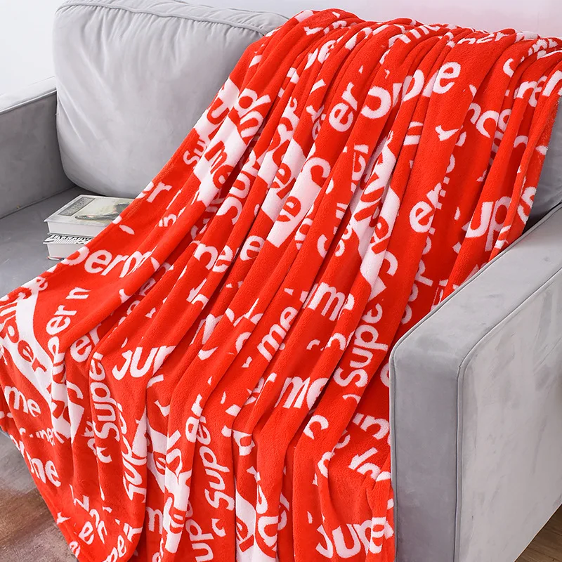 AZO Free Soft Print Knitted Thick Microfiber Fleece Throw Blanket