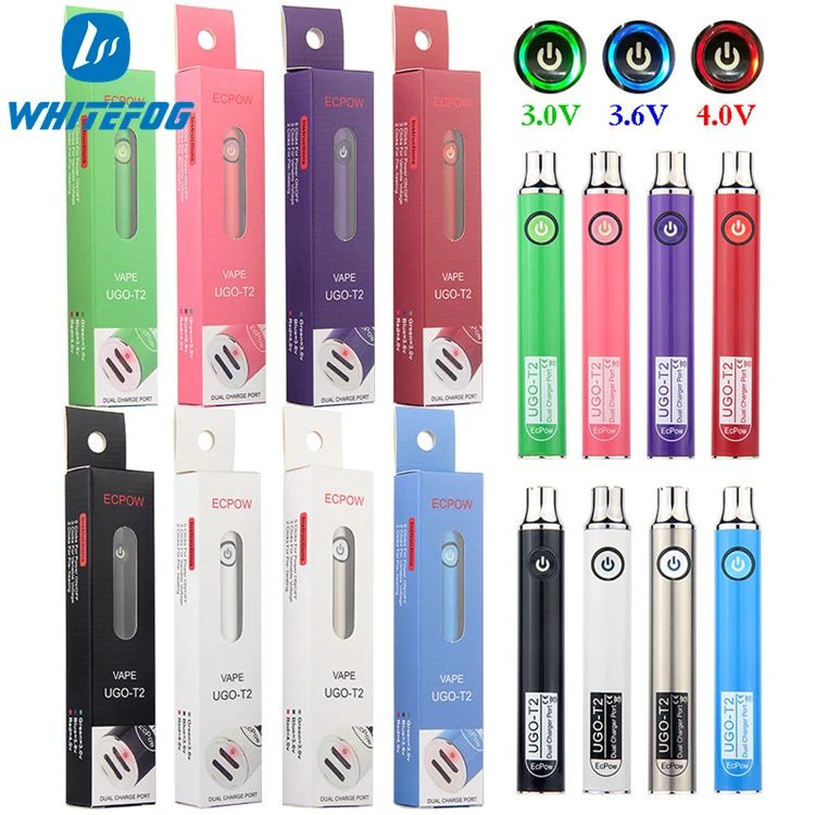  Горячая Распродажа 650 мАч освещение порт напряжения переменный 510 Vape Pen батареи двойной зарядки Ugo T2 Vapes