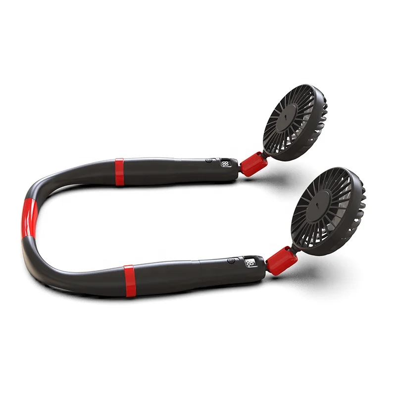 Small USB Personal Hand Free Leafless Neckband Lazy Hanging Fan, Necklace Cool Rechargeable Bladeless Mini Portable Neck Fan