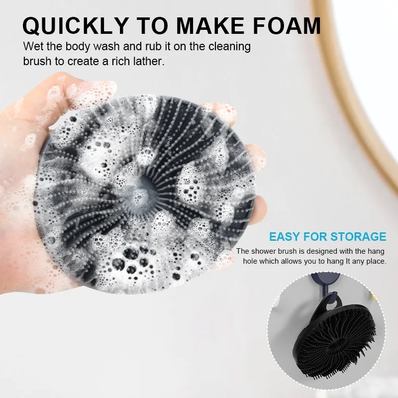 Eco Friendly Antimicrobial Silicone Body Scrubber Soft Shower Cleansing Brush All Kinds of Skin Gentle Exfoliating Scrub for Men