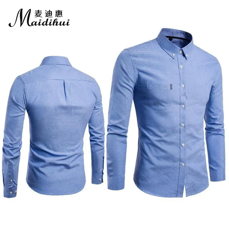 MAIDIHUI 2021 Мужская рубашка Корейская мужская Тонкая формальная рубашка с длинными рукавами