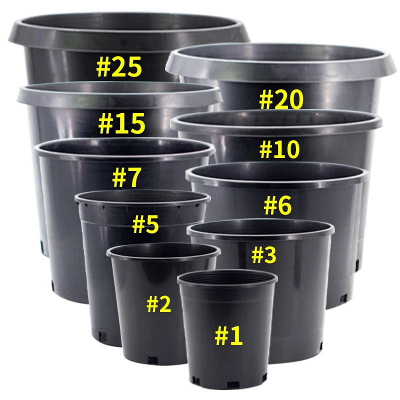 High Quality Recycled Small 1 2 3 5 7 10 15 20 25 Gallon Black Nursery Pots for Seedling for Flower Pots & Planters