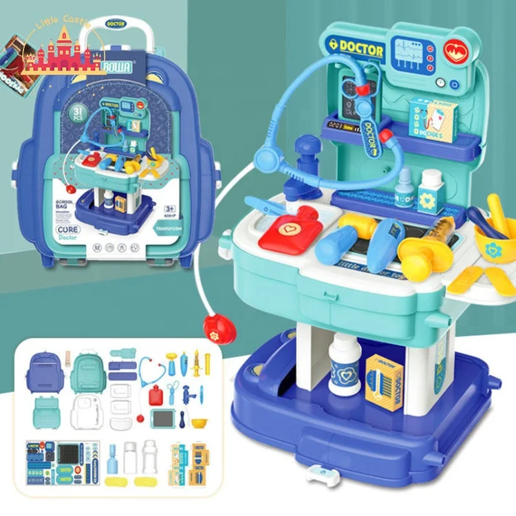 2023 2 in 1 children pretend play backpack plastic dressing table toy SL10D025