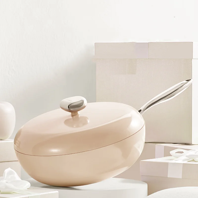 32cm Non-Stick Cookware With Korea Ceramic Coating Induction Bottom Cooking Chinese Hand Made Iron Wok Pan