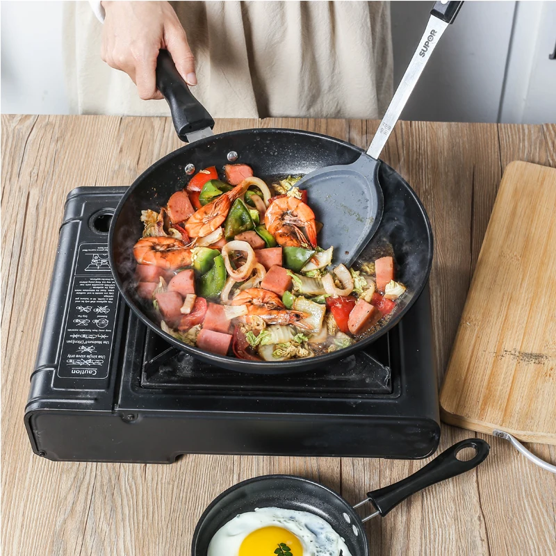 Multi-functional Black Cookware Iron Maifan Stone Frying Pan With Bakelite Handle