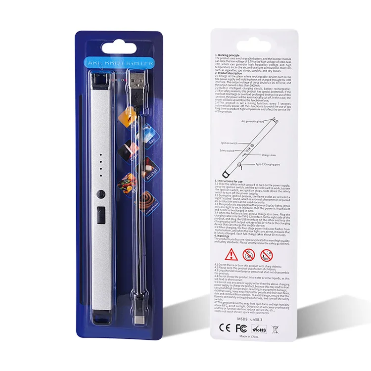 Wholesale Lighter Custom Logo Professional USB Plasma Rechargeable Lighters Long Candle Electric Lighter