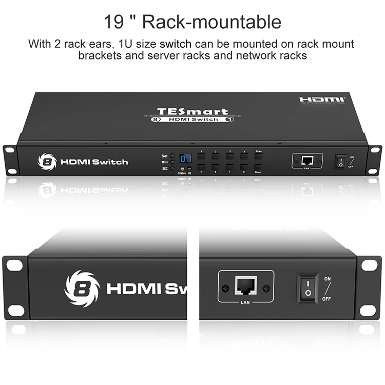 CCTV channel 4K RS-232 8 port HDMI Switch RJ45 video switcher with IR