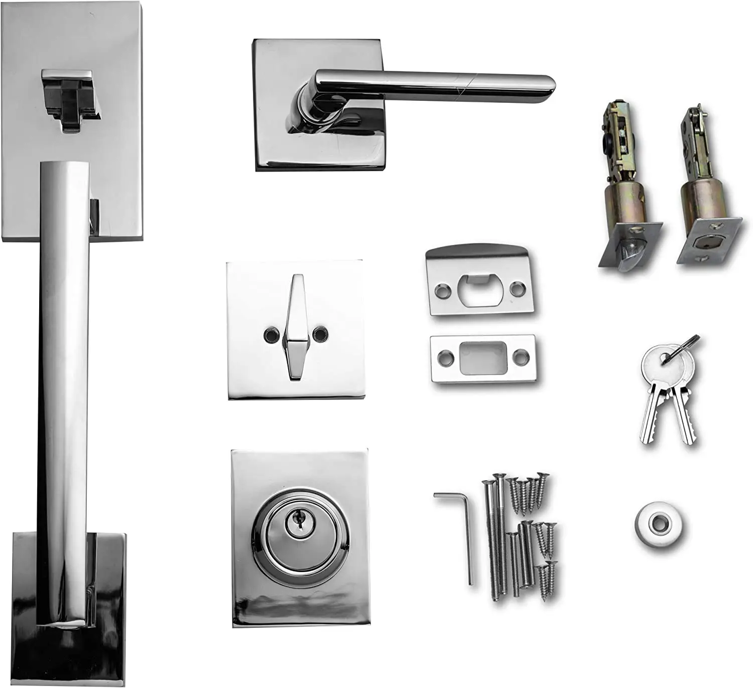 Solid Zinc Alloy Brass Cylinder Mortise Front Main Door Handle Entrance Door Lock