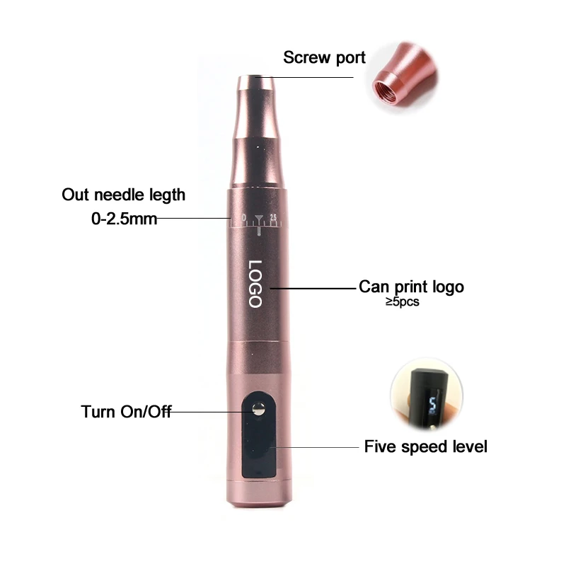 OEM wireless rotary tattoo machine 5 level digital micropigmentation permanent makeup machine with needles