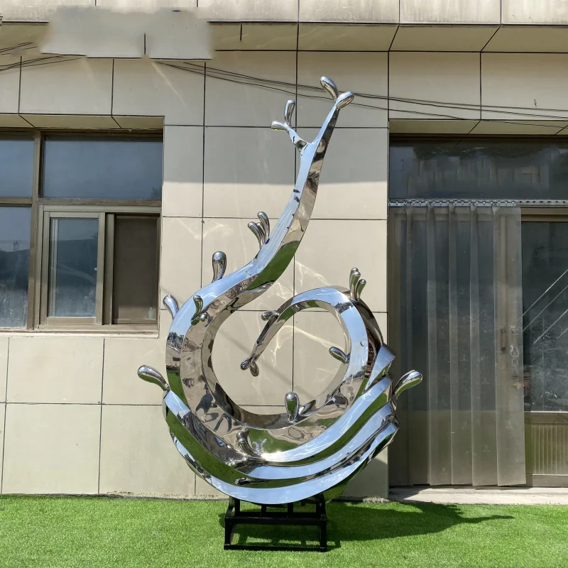 Customized Large Stainless Steel Stone Sculpture Lake Stainless Steel spindrift Sculpture For Garden Fountain Yard Decoration
