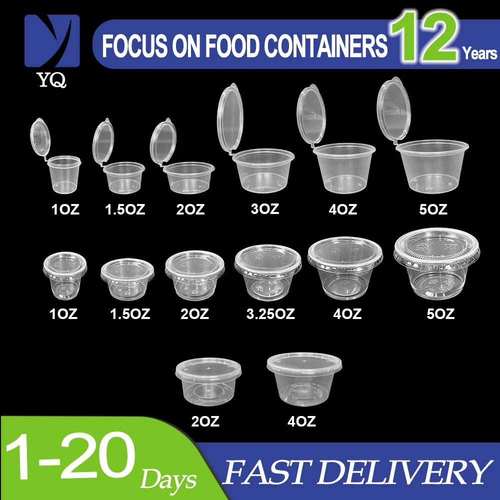 Yiqiang ODM/OEM Wholesale Takeaway Restaurant Printed Seaable Packaging Supplier, Disposable Plastic Pudding Saucers Soufle Cups