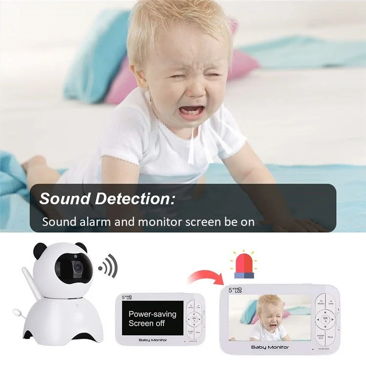 
Wholesale 5 inch LCD Screen Video Monitoring Temperature Display Built-in Lullabies Sound Activated 720P Digital Smart Babyphone 