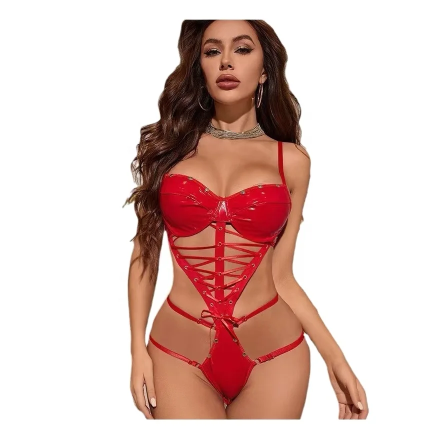 New design sex underwear Sexy patent leather Lacing Sex Underwear