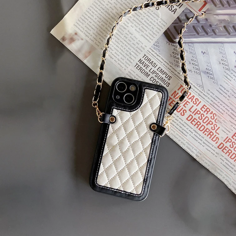 Luxury design mobile wallet phone case bags for iphone15 14 13 pro max wallet pouch leather phone case with strap