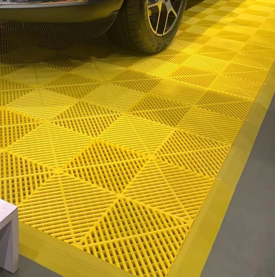 Pcv Floor Grille Workshop Modular Pp Interlocking Car Wash Plastic Floor Tiles Garage Flooring Mats