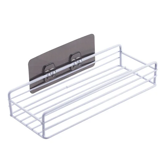 European Style Wrought Iron Bathroom Storage Rack Punch-free Toiletry Wall Hanging Basket Hollow Strong Bearing Capacity Shelf