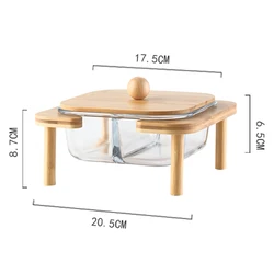 Kitchen & Housewares Interlayer  Snacks Fruits Bowls Bamboo Lid Airtight Glass Boxes Food Borosilicate Glass Storage Containers