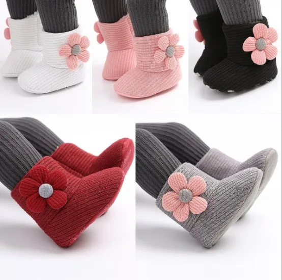 
2020 New Born Baby Soft Sole Flower Winter Boots 0-1 Years Toddler Shoes 