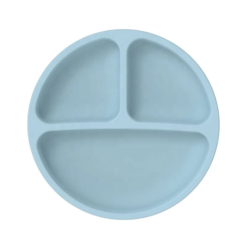 Wellfine Customized Food Grade Silicone Divided Kids Dishes Toddler Feeding Plate Silicone Baby Plate