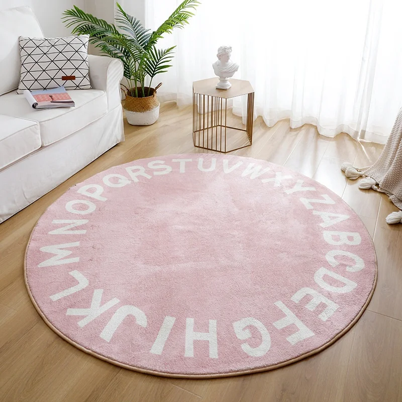 Круглый ковер для спальни пушистый круг ковер для детской комнаты 26 английские слова Пушистый Ковер для подростков для комнаты с длинным ворсом, круговой шерсти хлопчатобумажного каната
