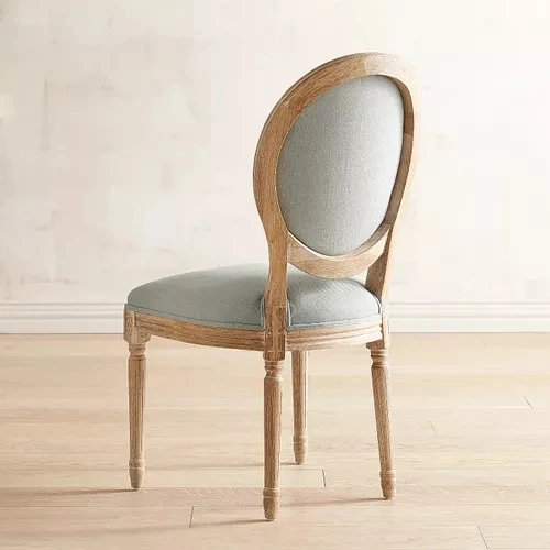 French Louis Round Back Wooden Nordic Upholstered Chesterfield Dining Room Chair