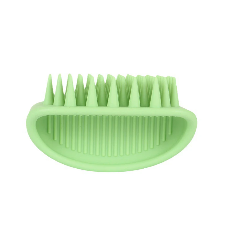 Square Hair Washing Scrubber Scalp Massage Brush Soft Silicone Shampoo Brush With Striped Handle
