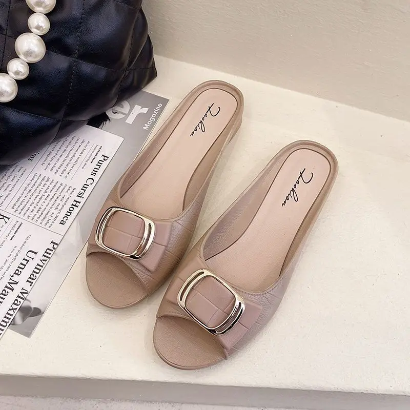 Fashion Casual Fish Mouth Sandals Custom Logo Outdoor Flat Lazy Slip-ons Slippers For Women Custom Shoe Manufacturers