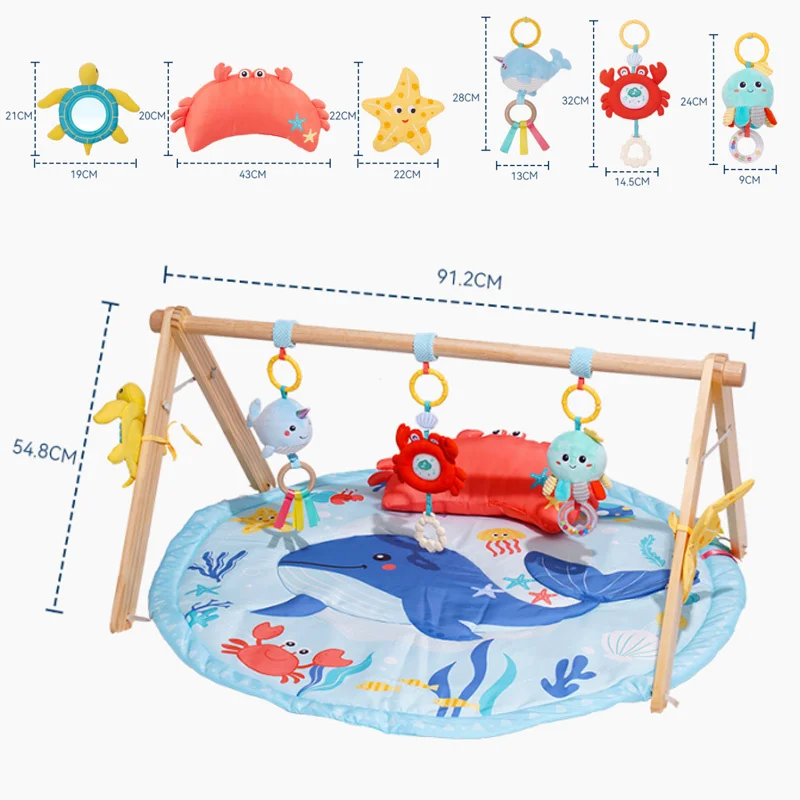 Baby Play Gym Activity Mat 5 Detachable Toys Newborn Infant Essentials  Tummy Time Mat Promote Skills Sensory Development Mat