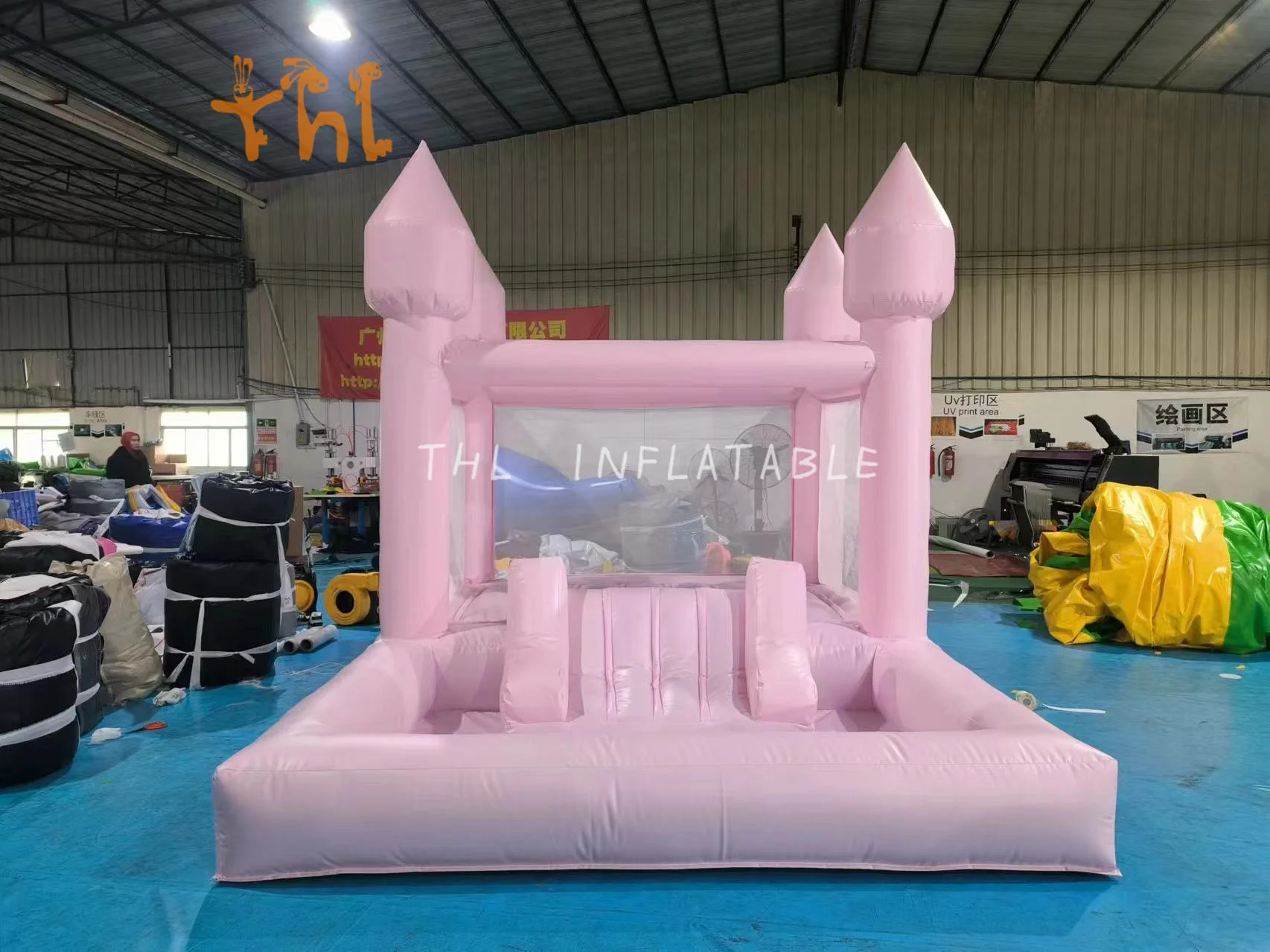 Commercial PVC Bounce House Inflatable Bouncer White Bounce House With Ball Pit For Kids Party