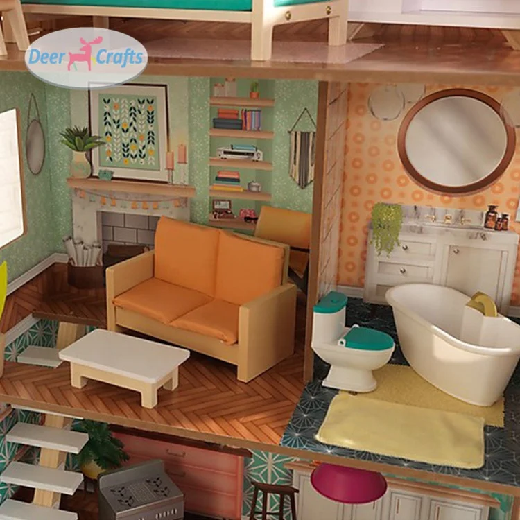 Классический 3 этажа деревянного кукольного домика большой дом мечты для детей DA06437