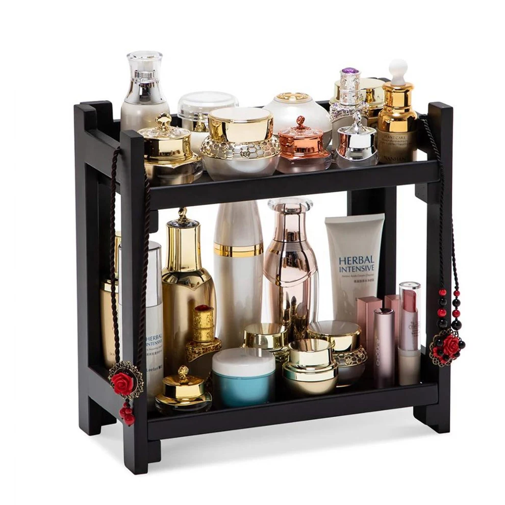 Бамбуковая полка для косметики, многофункциональный стеллаж для хранения в спальне, ванной, кухне, шкафу, столешнице и офисном столе