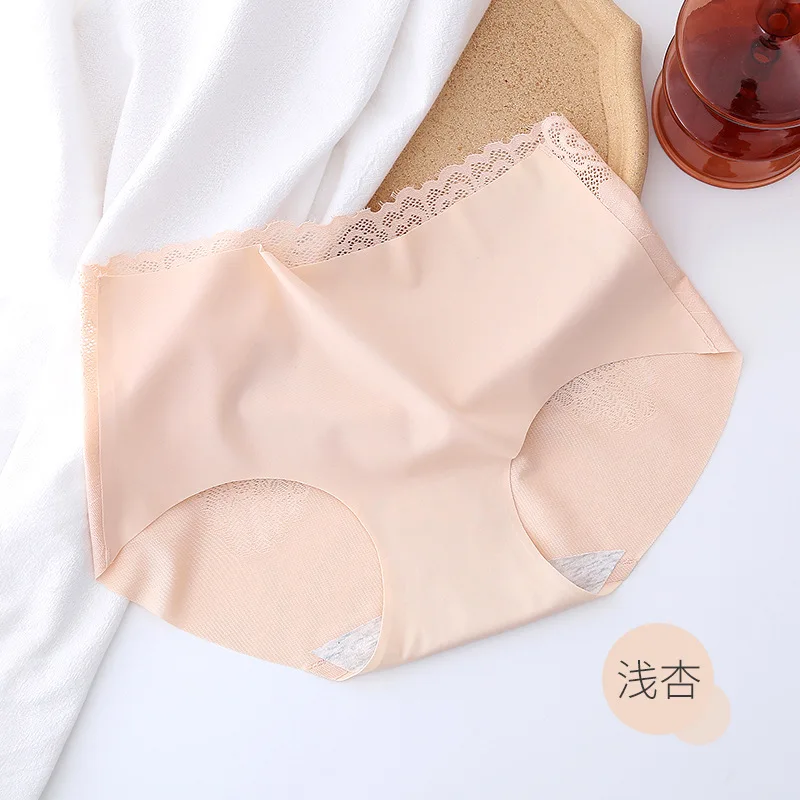 
Ice silk seamless cotton bottom crotch panties women lace hot style ladies underpants plus size women panties 