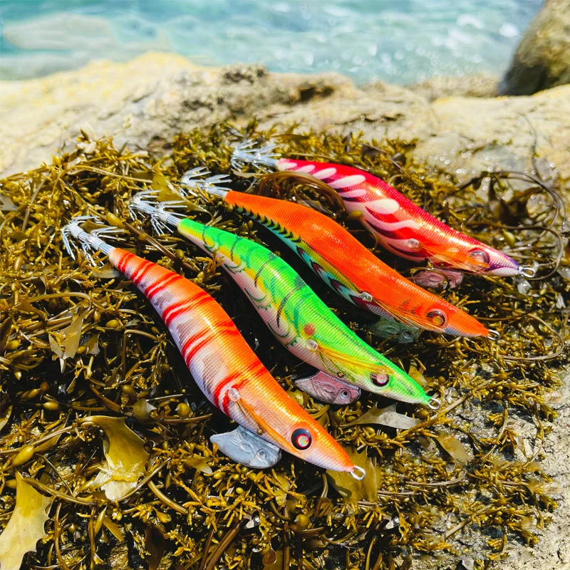 Japan quality saltwater 3.5# EGI Squid Jig wood shrimp squid hook fishing lure