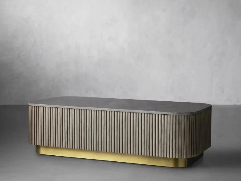 HJ HOME  OEM Contemporary Design American Oak Handcrafted Pine Wood Central Table Oak Veneer Marble Coffee Table