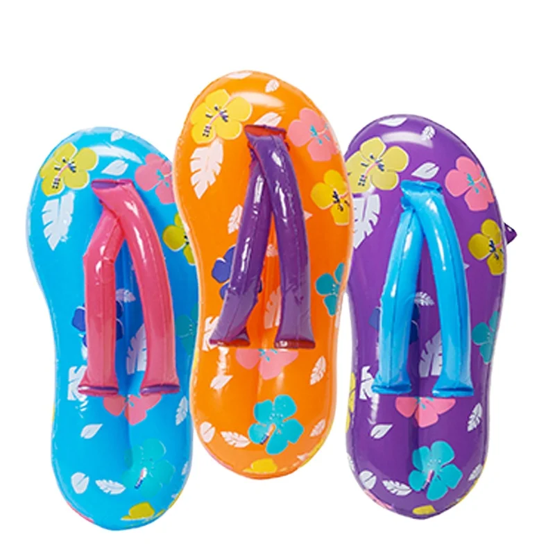 heavy duty vinyl promotional customized inflatable flip flop sandal durable PVC blow up thong swimming pool floating toys