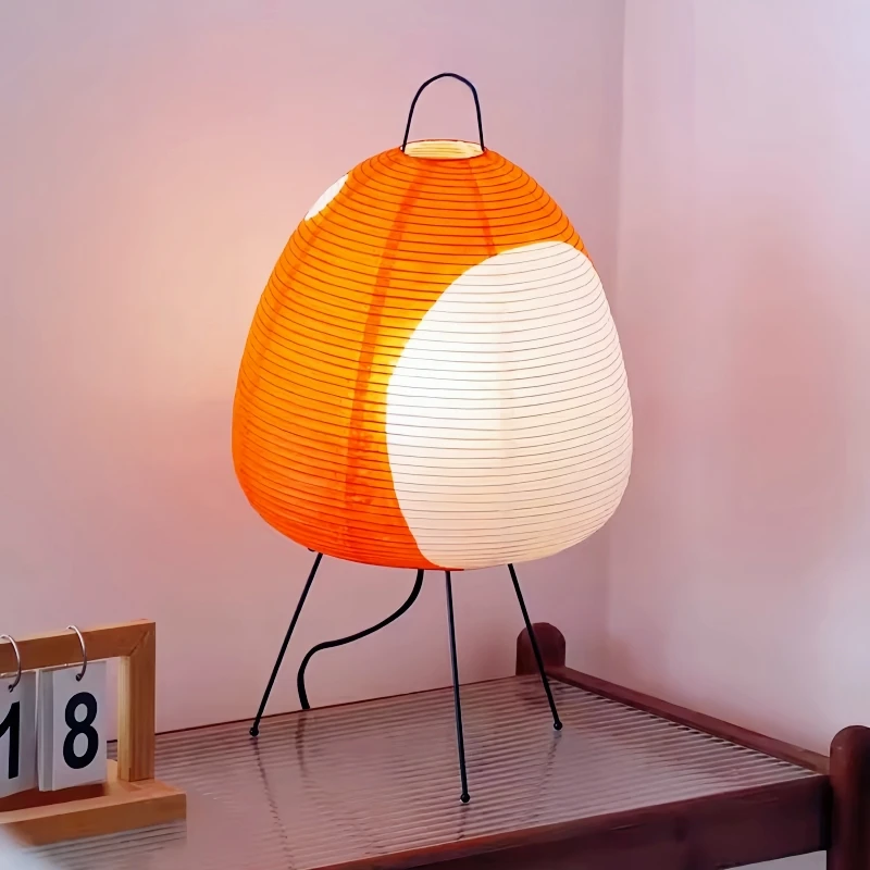 Japanese Style Rice Paper LED Table Lamp Wabi-sabi Lantern Tripod Aethetic Gallery Bedroom Corner Art Decor Standing Night Light