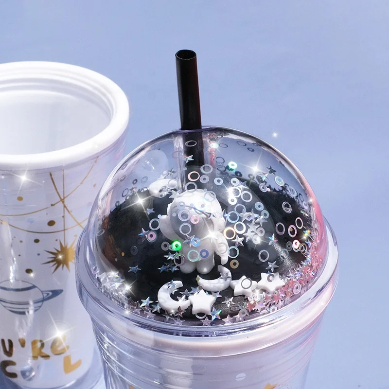 
Girlwill Astronaut Plastic Mugs With Dome Lids And Straws Tumbler Cups Wholesale Custom Logo Supports Sublimation & Silkscreen 