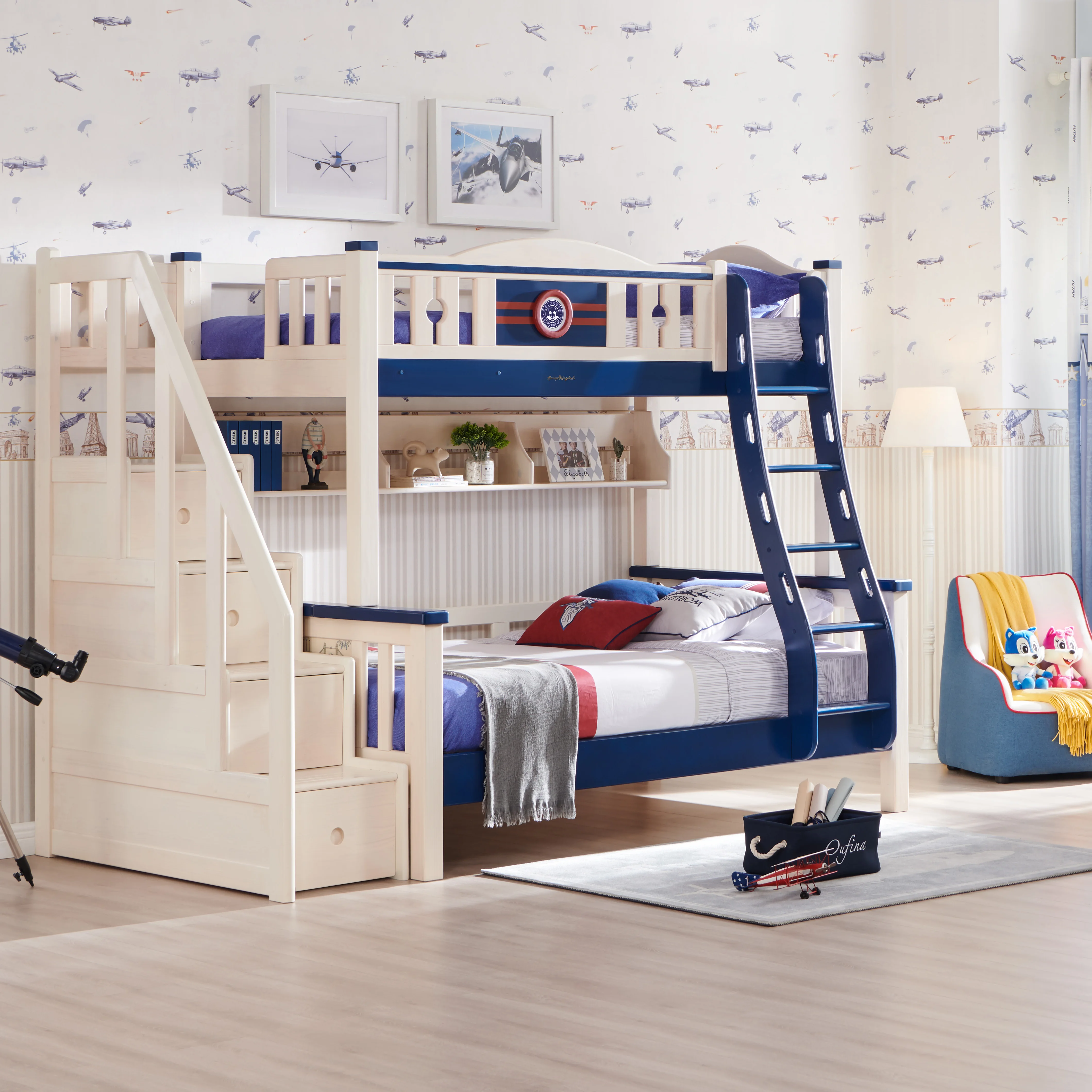 Twin Loft sleeping space+1 bed for whole family +  functional kids bed with storages