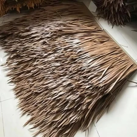 Long-Lasting Fireproof PE Artificial Thatch UV Resistant Recyclable Nylon Synthetic Thatch Roof for Hotels Villas Theme Parks