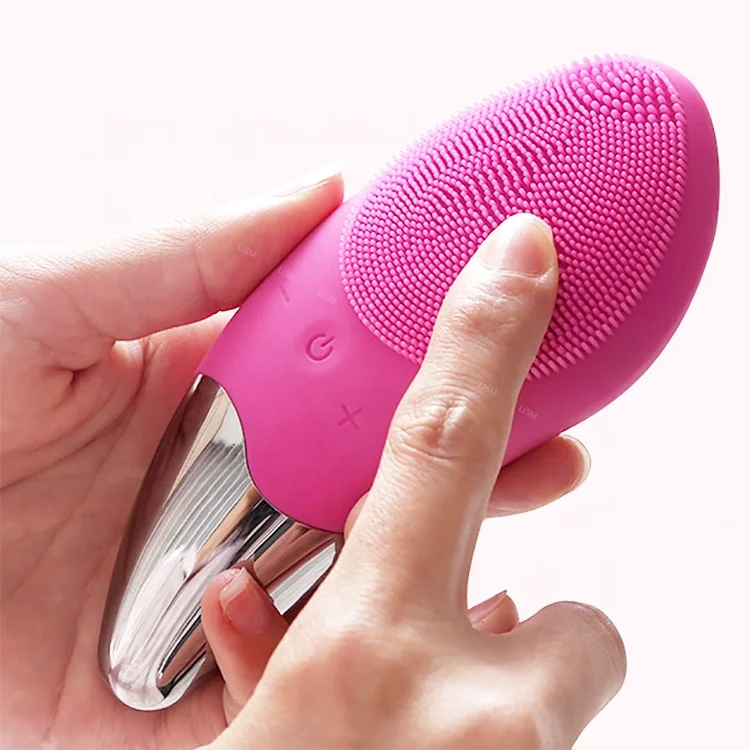 
Electric High Frequency Deep Cleaning Sonic Face skin face facial brush reviews Silicone Facial Cleansing Brush With Handle 