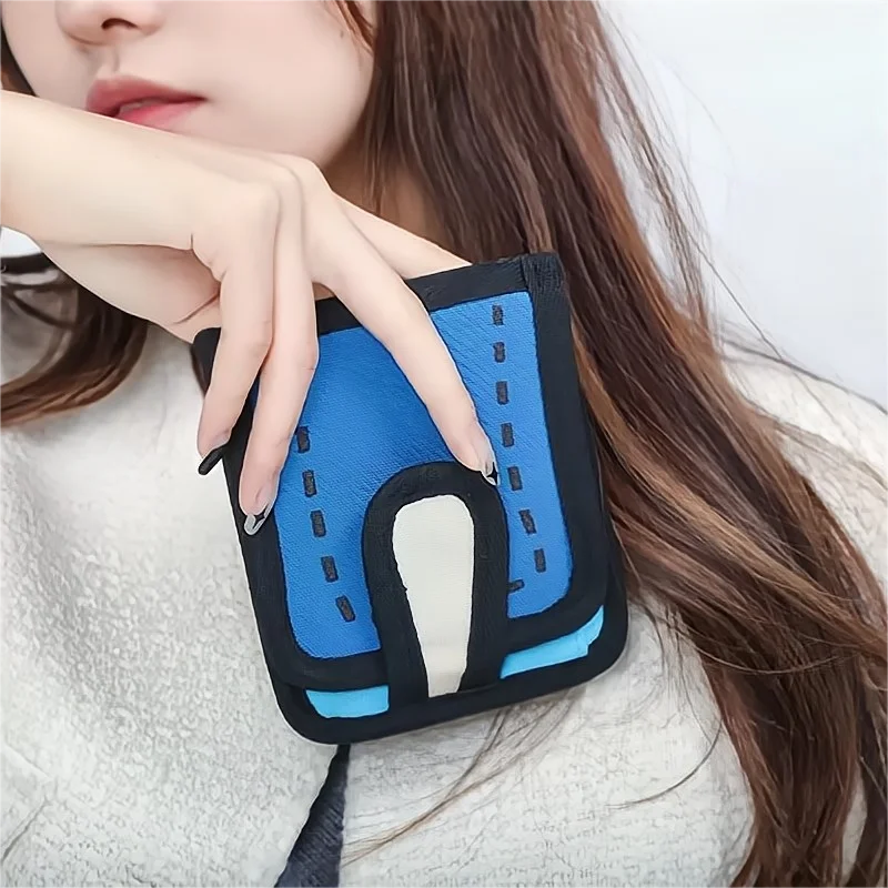 New Fashion Short Wallets 2D Cartoon Comic Coin Purse Simple 3D Button Money Bag comic Card Holder 2D drawing Wallet