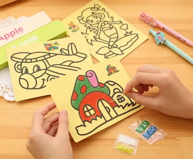 Colorful Sand Painting Pictures Kids DIY Crafts Early Educational Learning Creative Drawing Toys