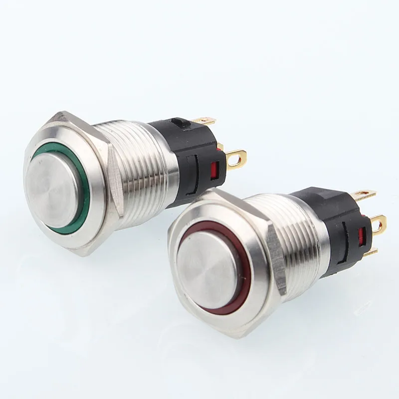 Кольцевой светящийся светодиодный светильник 16 мм/IP66/1NO1NC 5-контактный кнопочный переключатель с высокой круглой головкой с логотипом