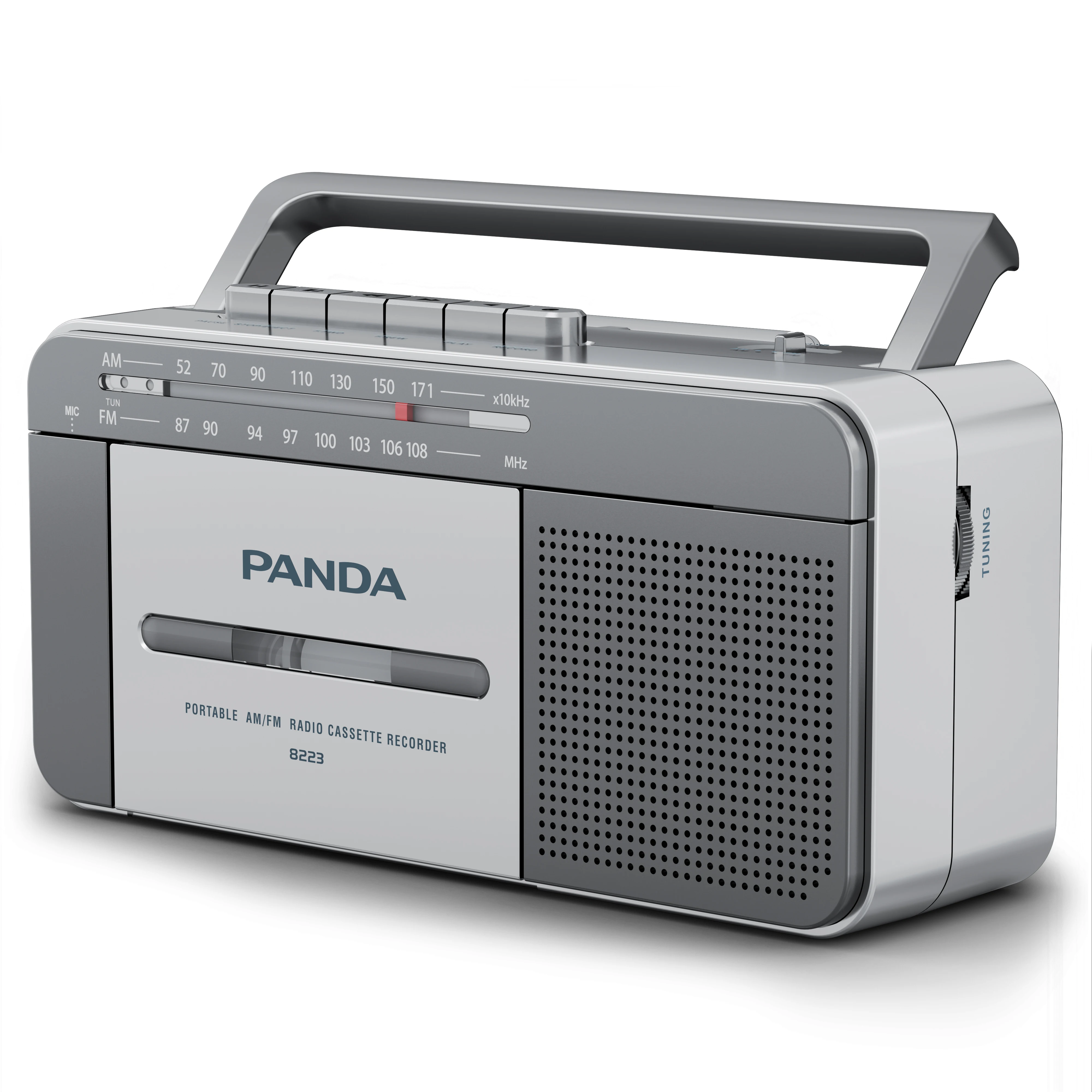 Panda 8223 Retro Boombox Cassette Player AC Powered or Battery Operated Stereo AM/FM Radio with Big Speaker and Earphone Jack